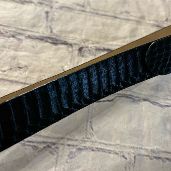 ANN TAYLOR GENUINE LEATHER CROC PRINT BLACK BELT WOMEN’S SIZE MEDIUM - Picture 6 of 9